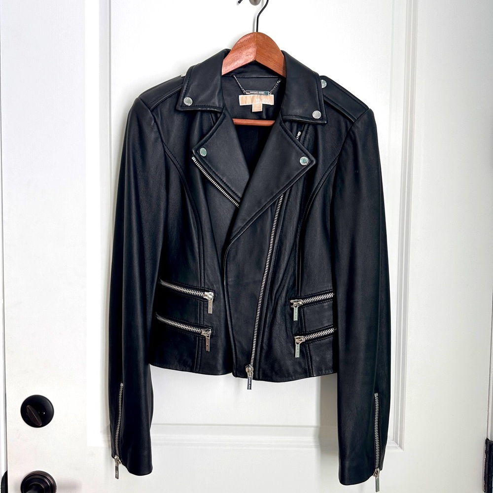 Michael Kors Black Leather Moto Jacket